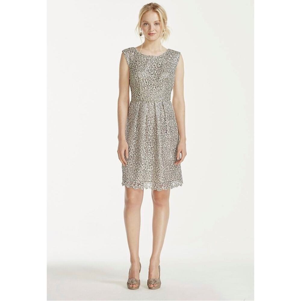 David's Bridal One By Eight Champagne Lurex Lace A Line Dress NWT Womens Size 10